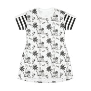 french bulldog beach theme black and white womens dress