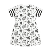 french bulldog beach theme black and white womens dress back view