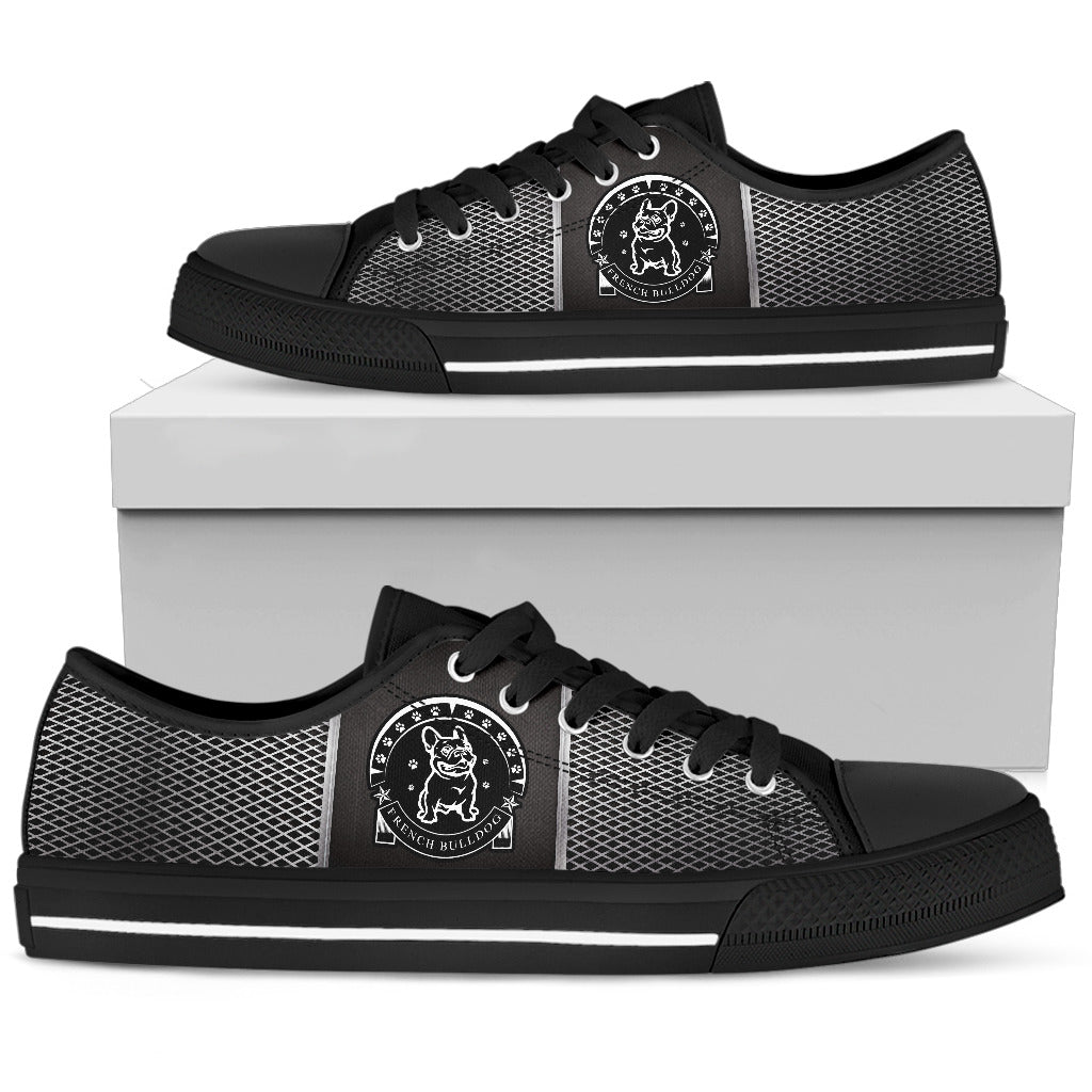 French Bulldog Black Logo Womens Lowtop Shoes