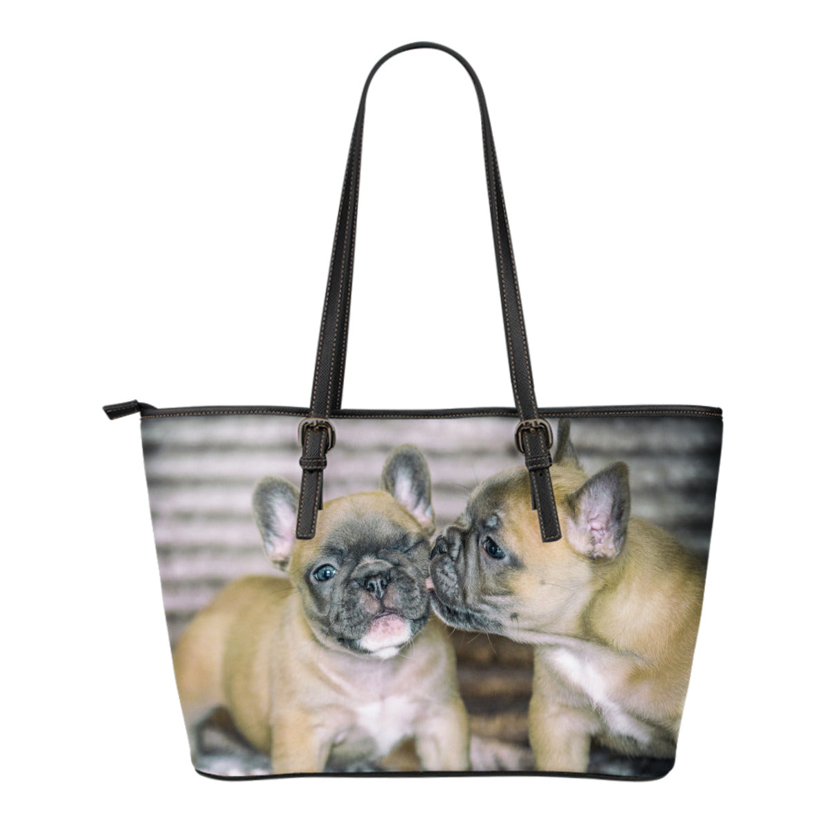 French Bulldog Puppies Vegan Leather Tote