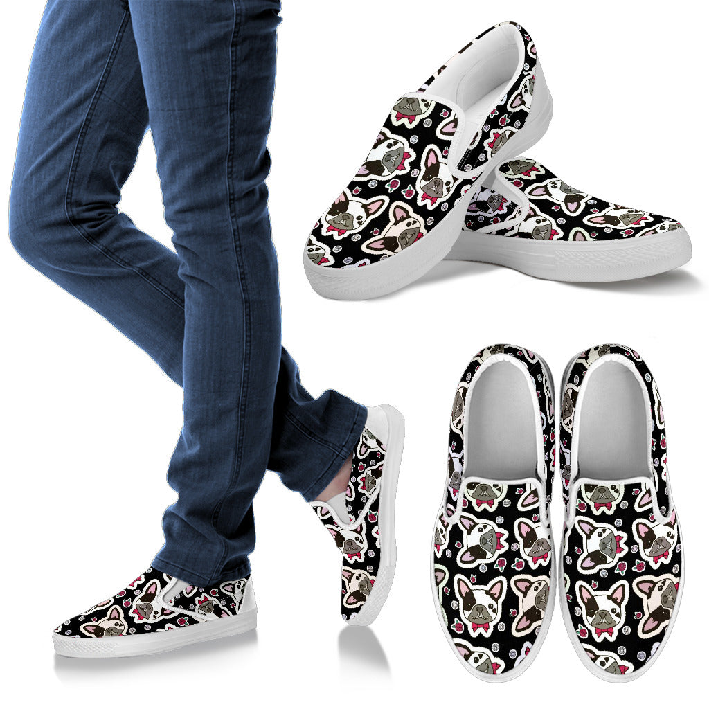 Frenchies Red Roses Slip On Shoes Black Sole