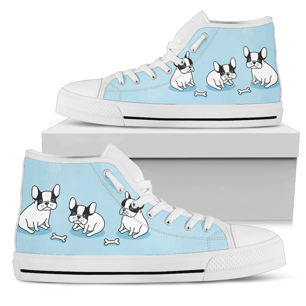 Frenchie puppies blue womens hightop shoes