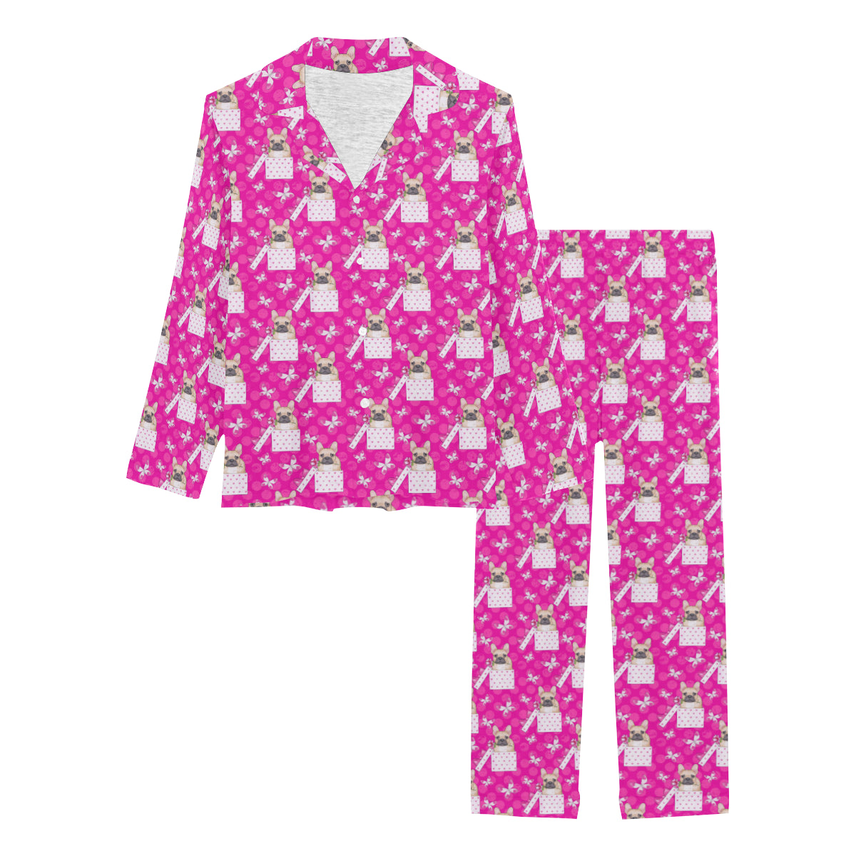 french bulldog pink womens pajamas