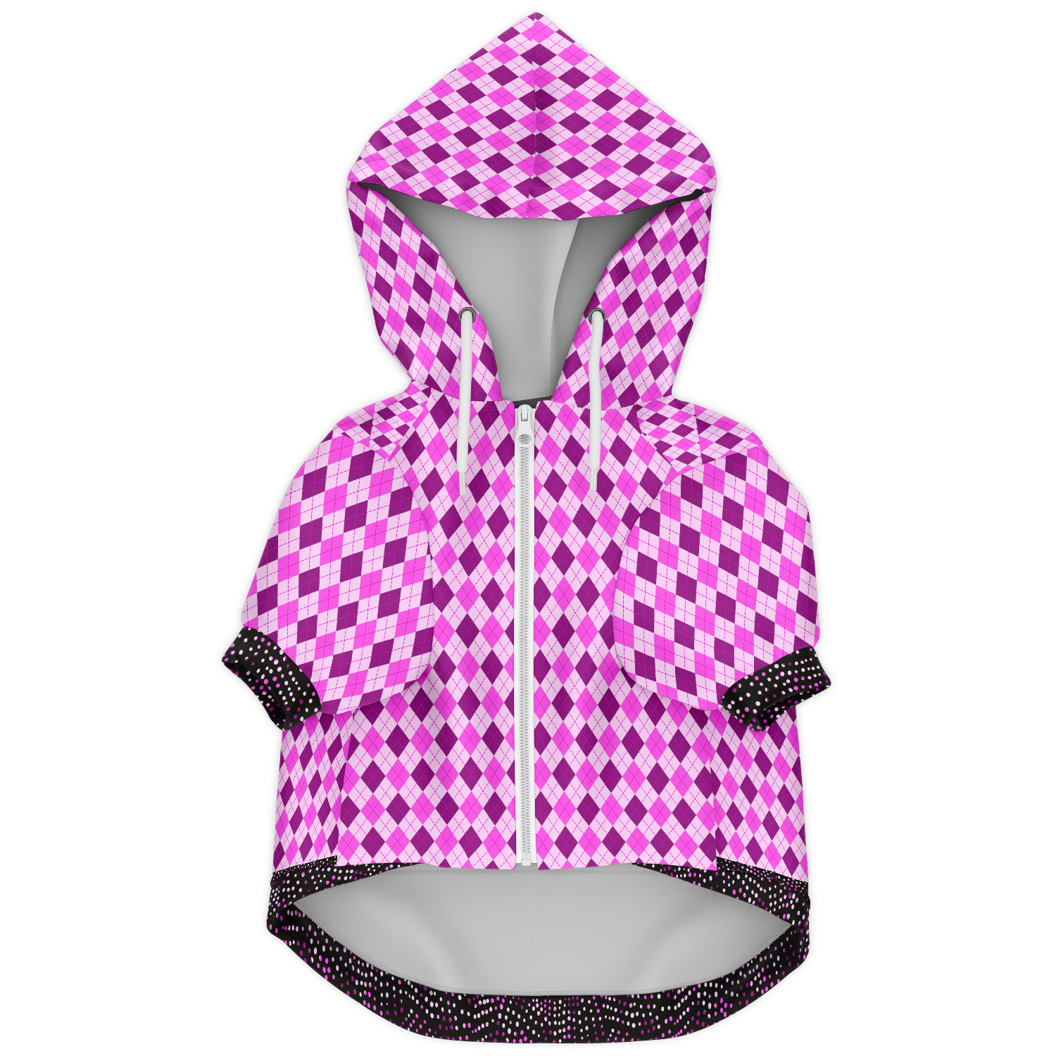 personalized pink argyle dog hoodie