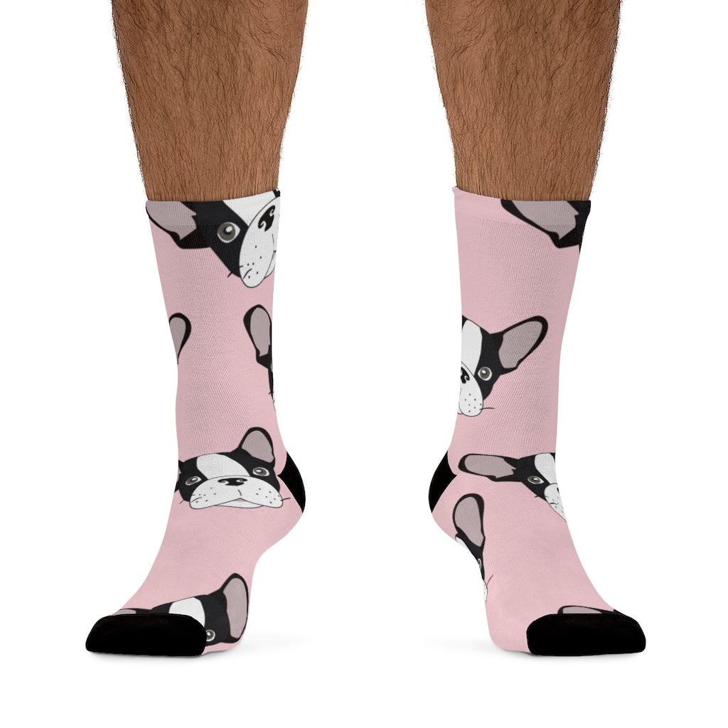 french bulldog socks pink black white