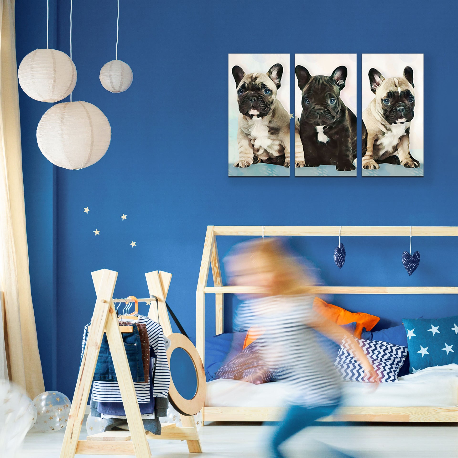 3 piece canvas art french bulldog puppies