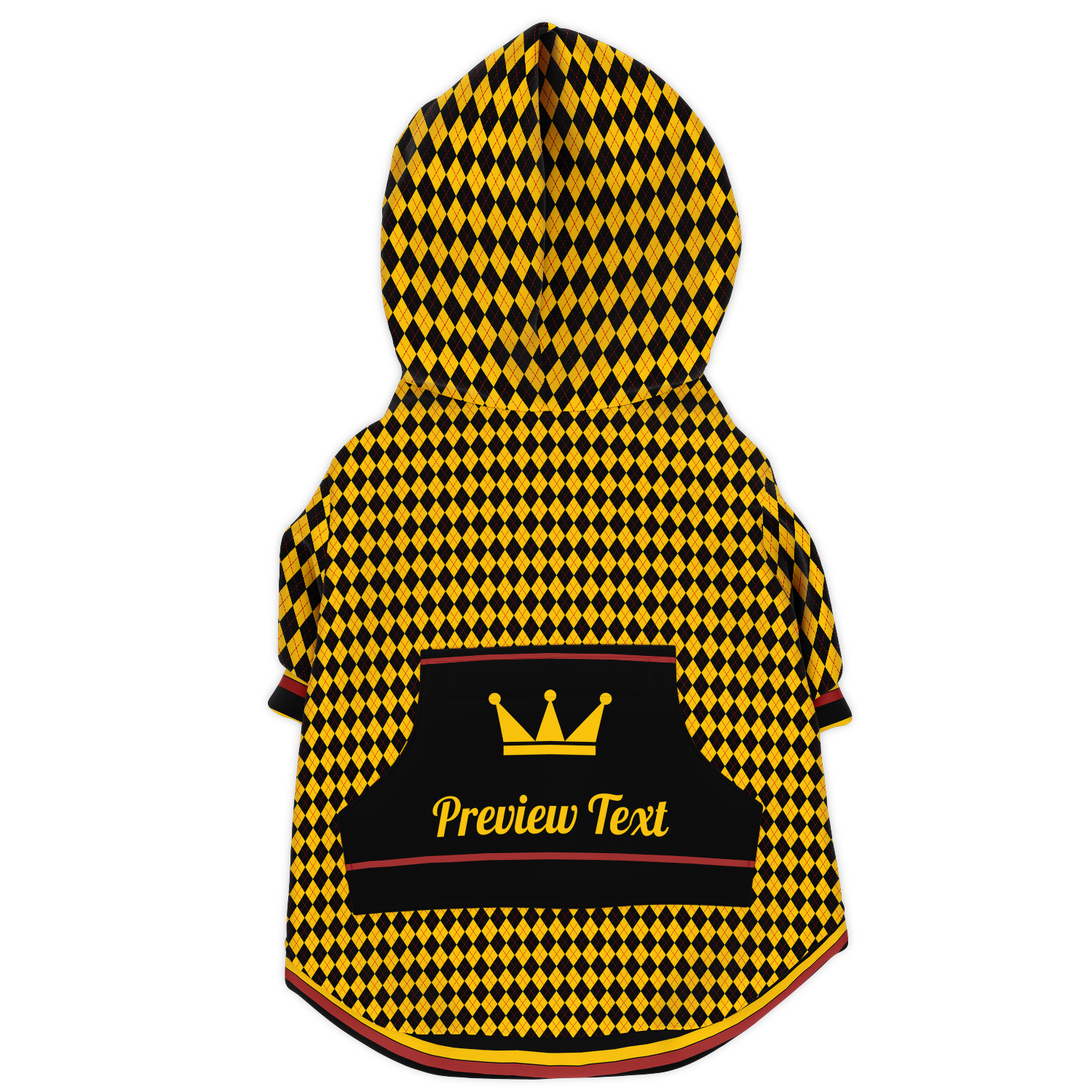 personalized yellow argyle dog hoodie