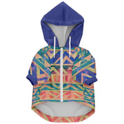 dog hoodie blue aztec pattern with zipper