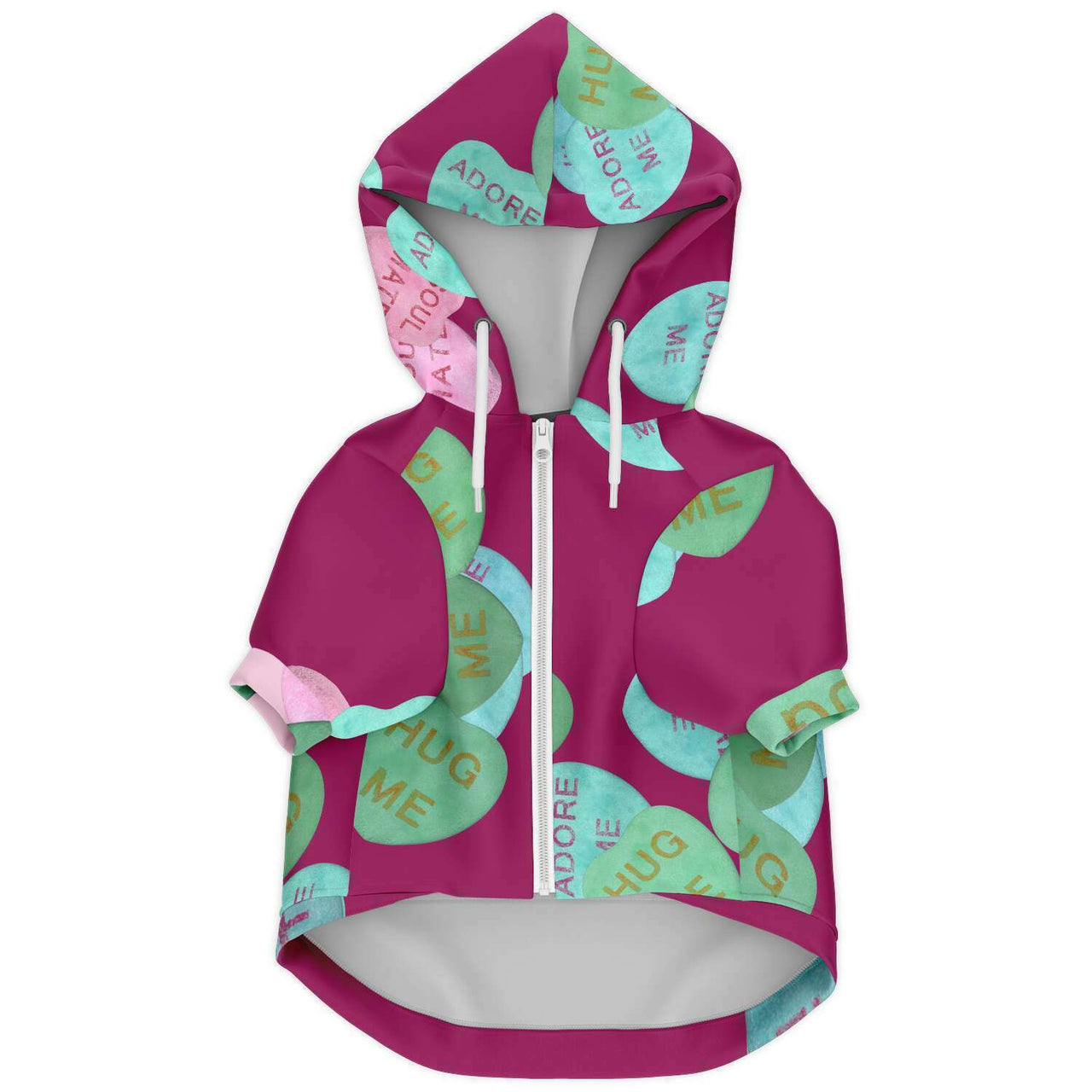 Candy Hearts Pink Dog Hoodie