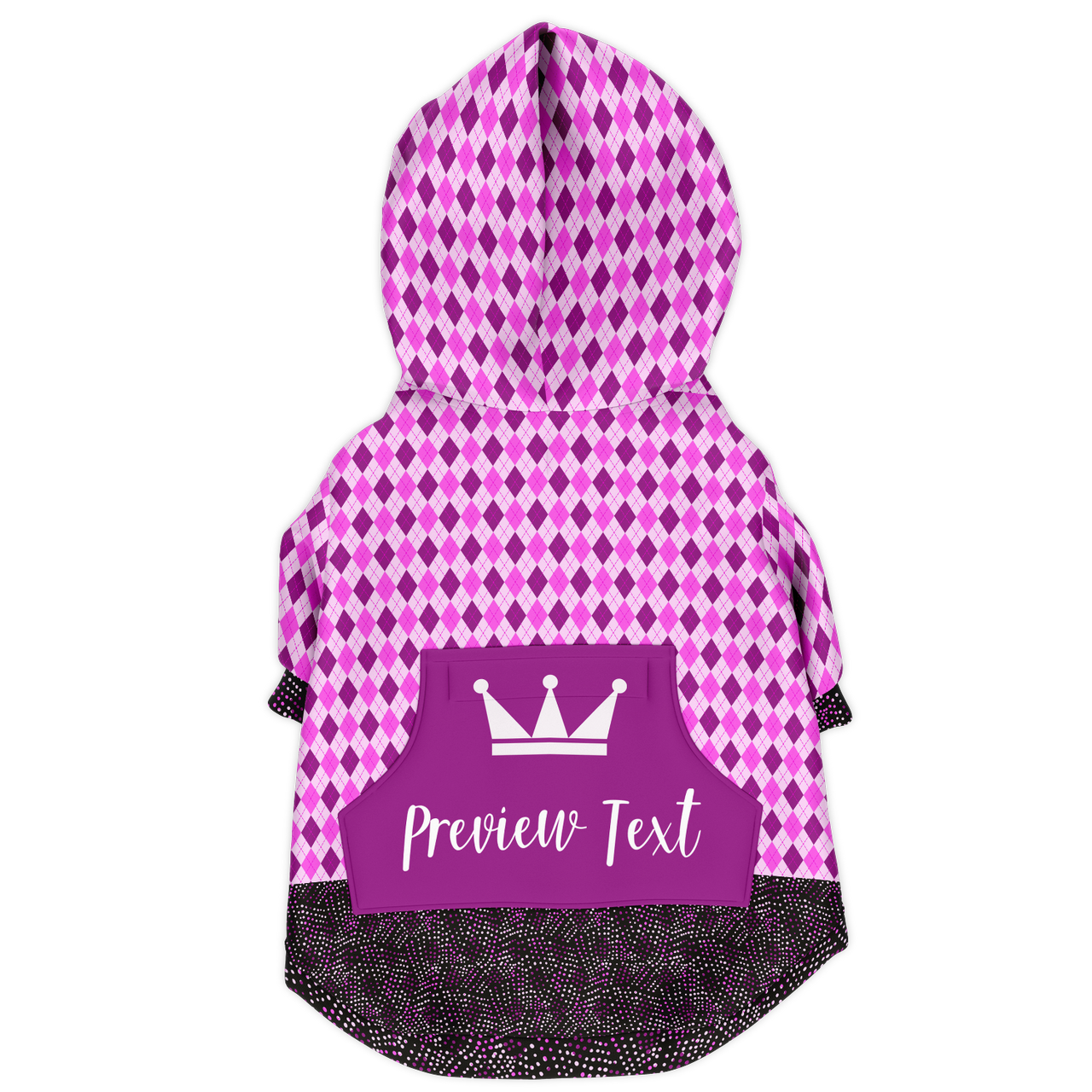 personalized pink argyle dog hoodie