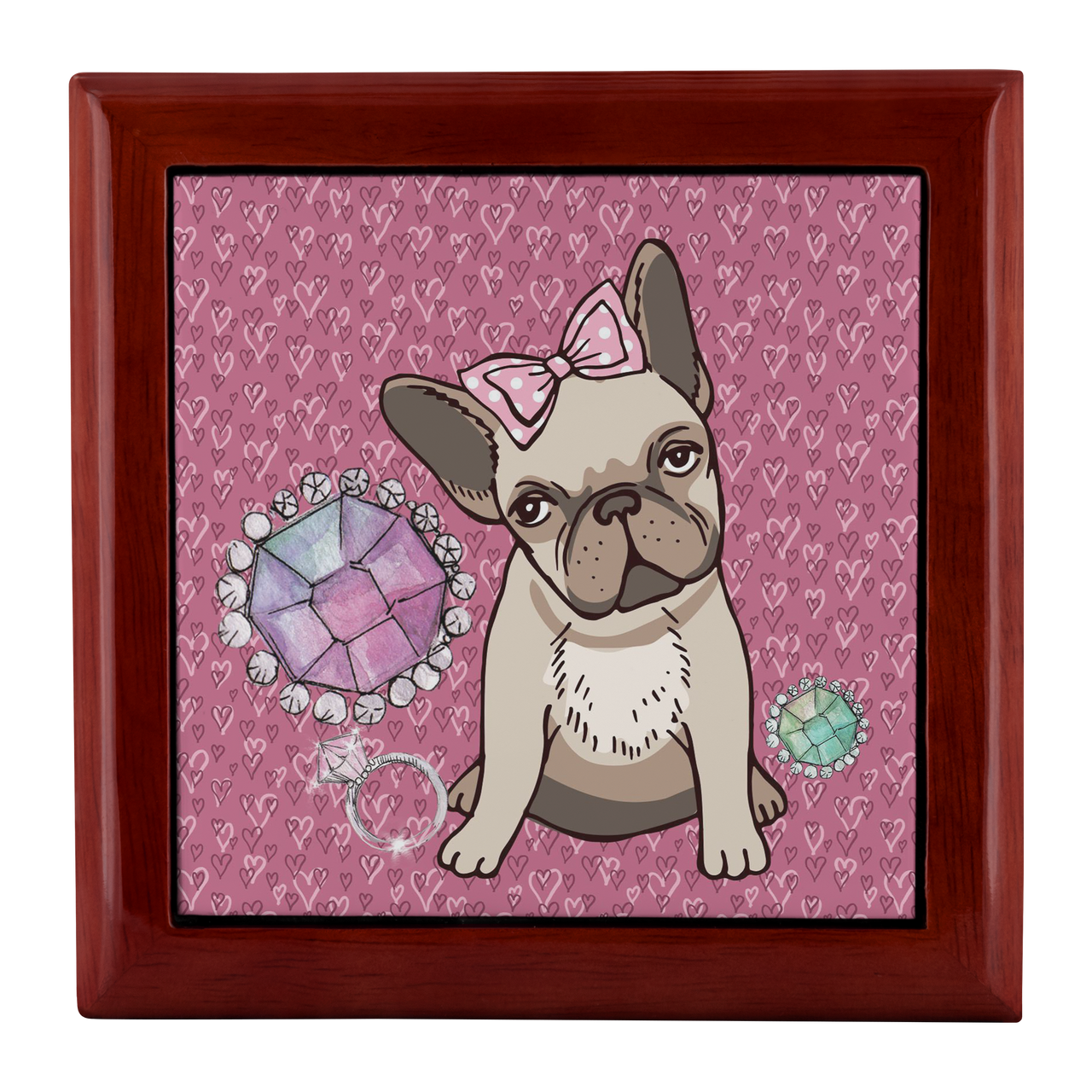 French Bulldog Hearts and Jewels Jewelry Box