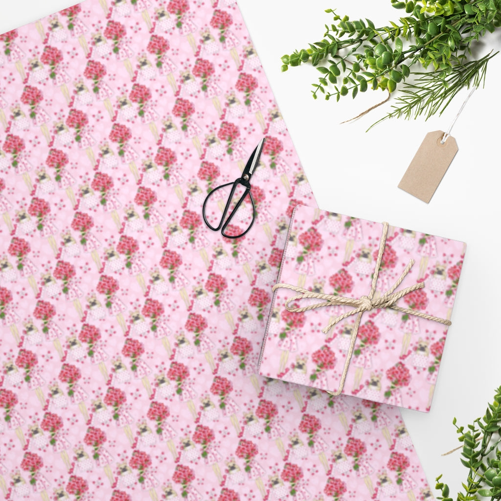 French Bulldog Pink Gift Box Wrapping Paper