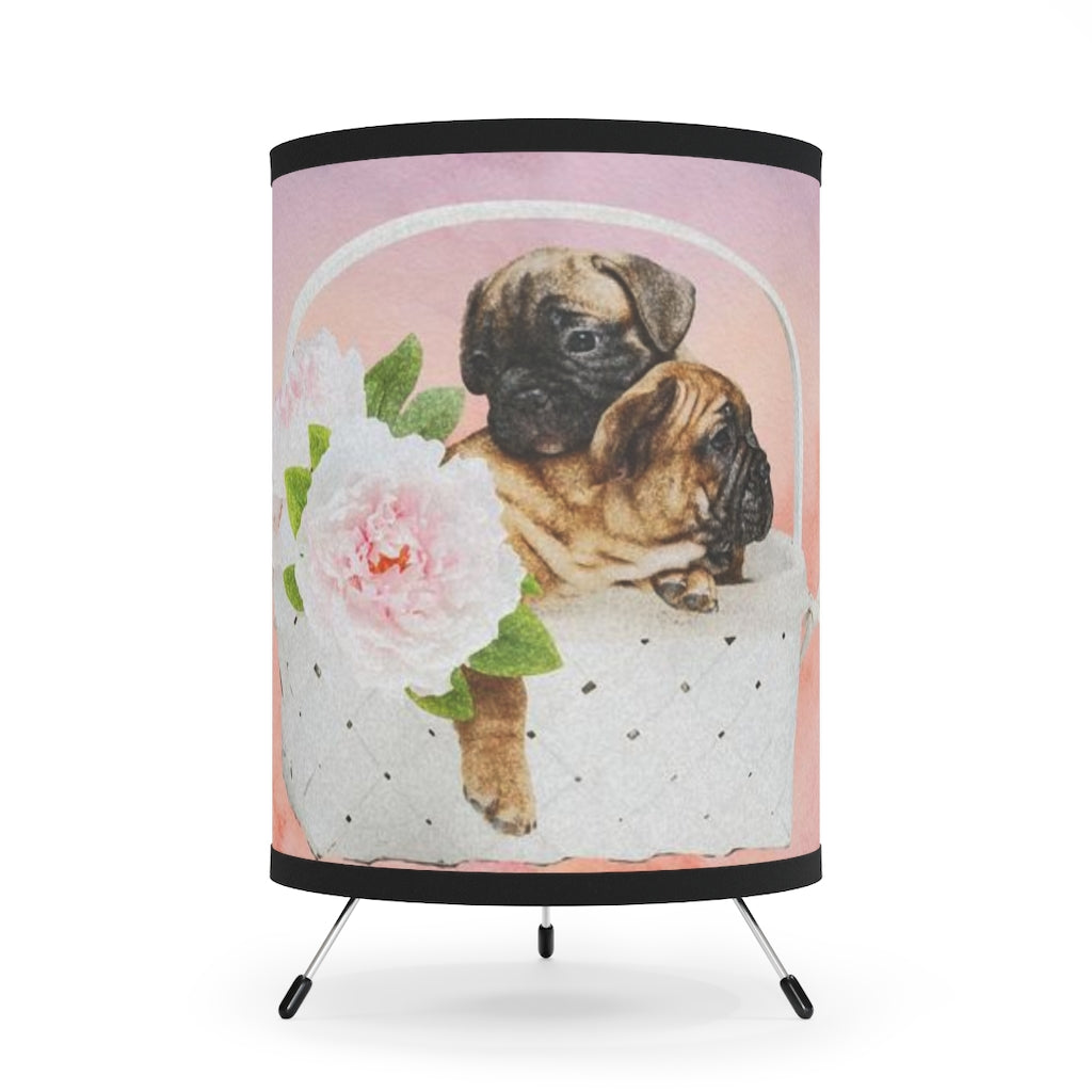 French Bulldog Puppies Vintage Art Lamp