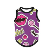 purple graffiti allover print dog tank top