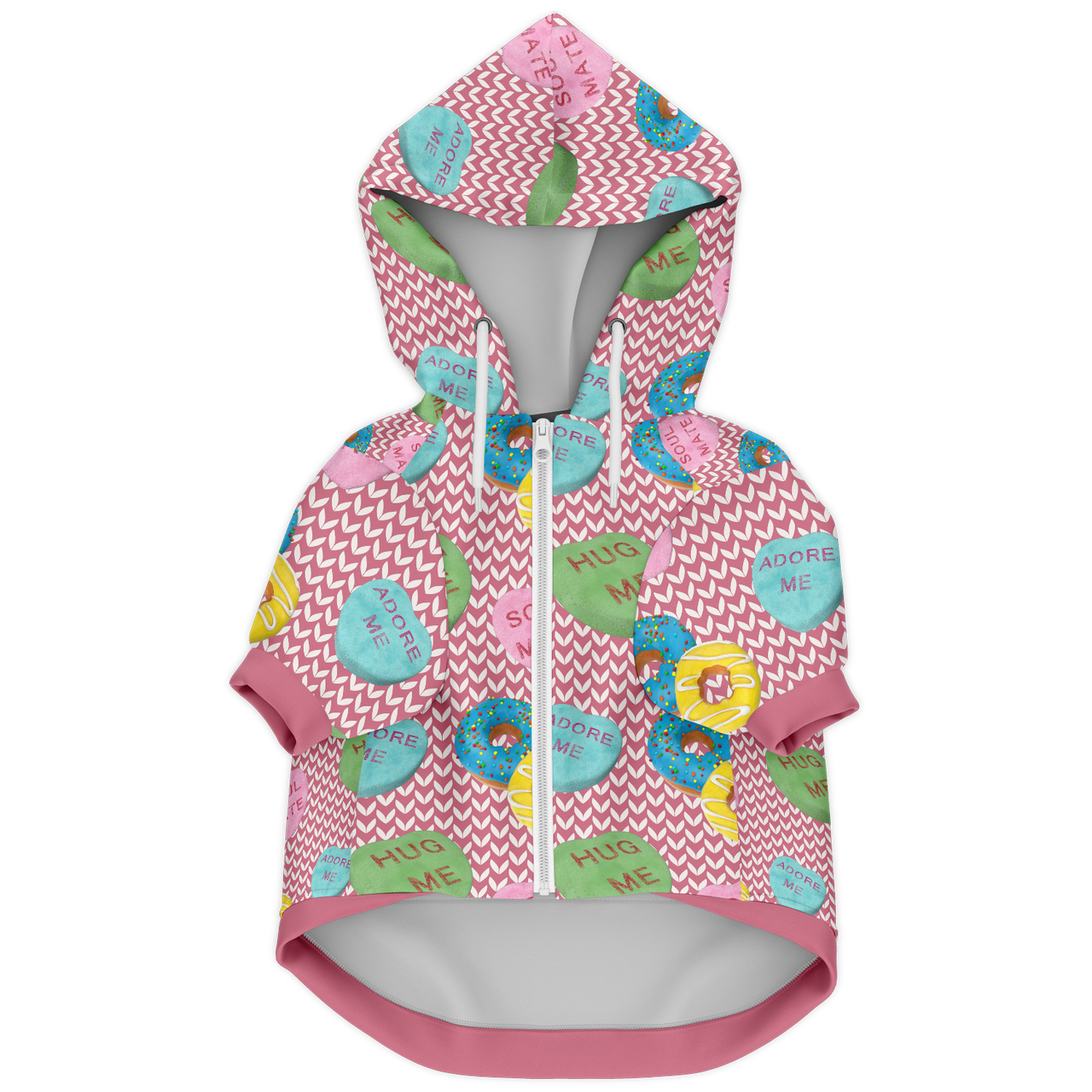 personalized zip dog hoodie pink