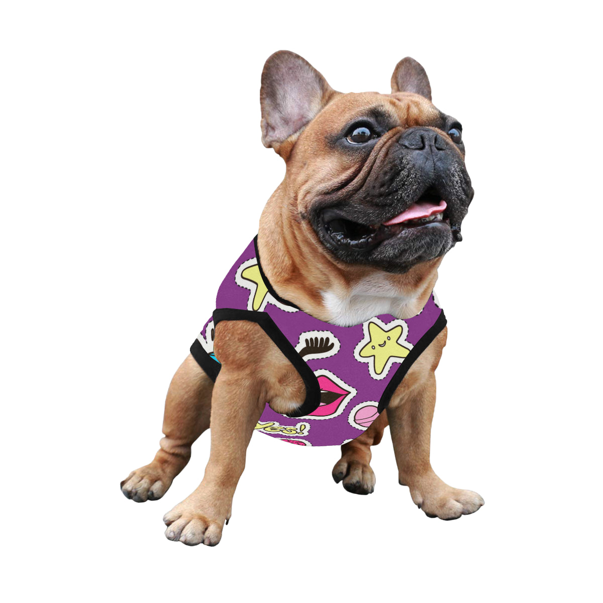 purple graffiti dog tank top