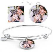 personalized photo bracelet silver bangle add name