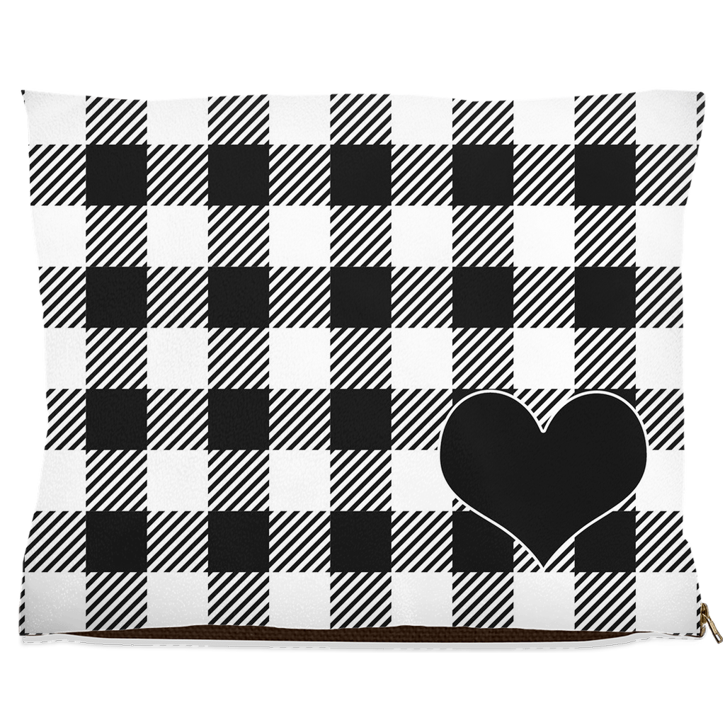 custom personalized dog bed black and white check and heart