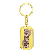 frenchie mom personalized gold colored dog tag keychain