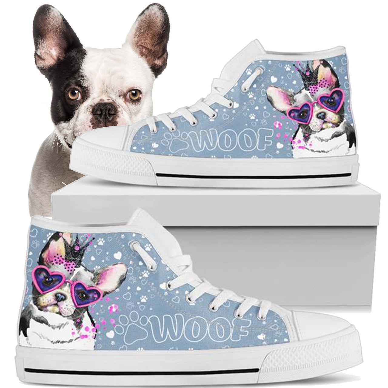 French Bulldog Mom high top sneaker shoes