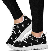 black and white frenchie french bulldog women's sneakers