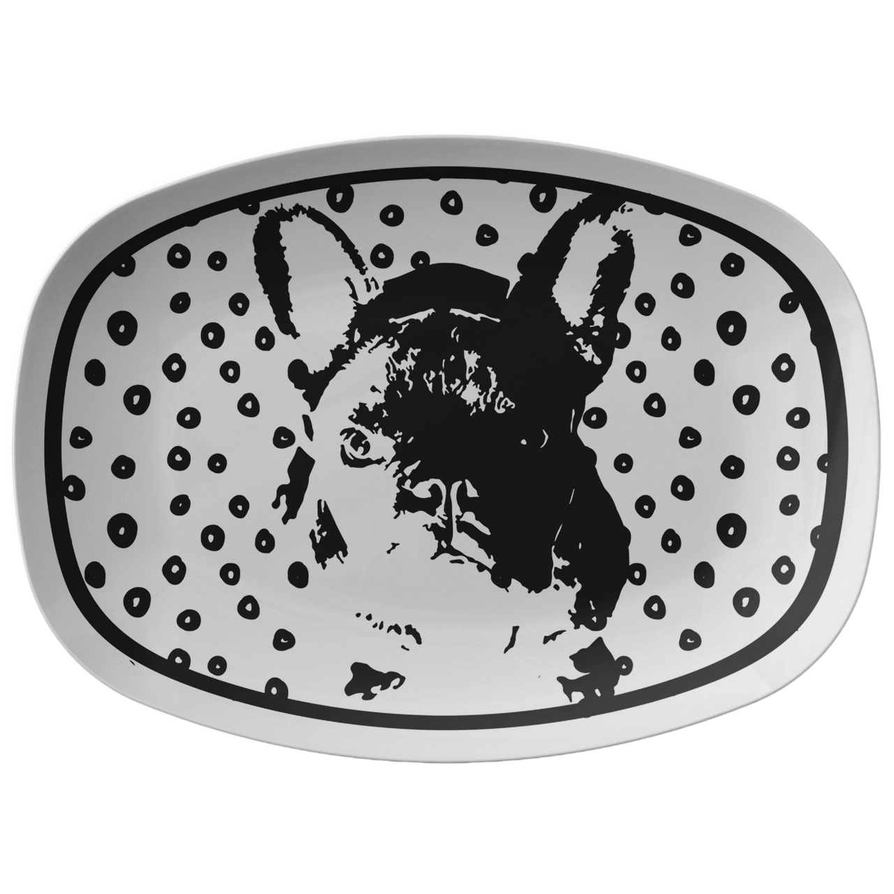 Black and White Graphic Frenchie Platter