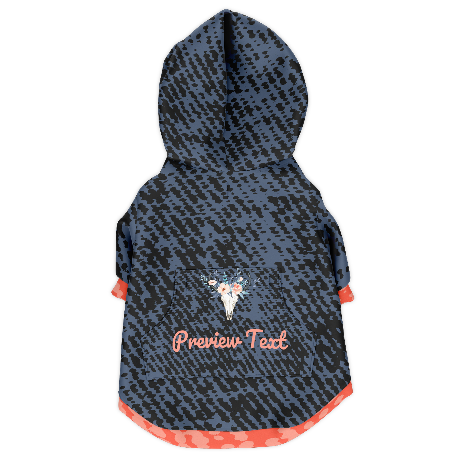 personalized faux denim dog hoodie with pocket