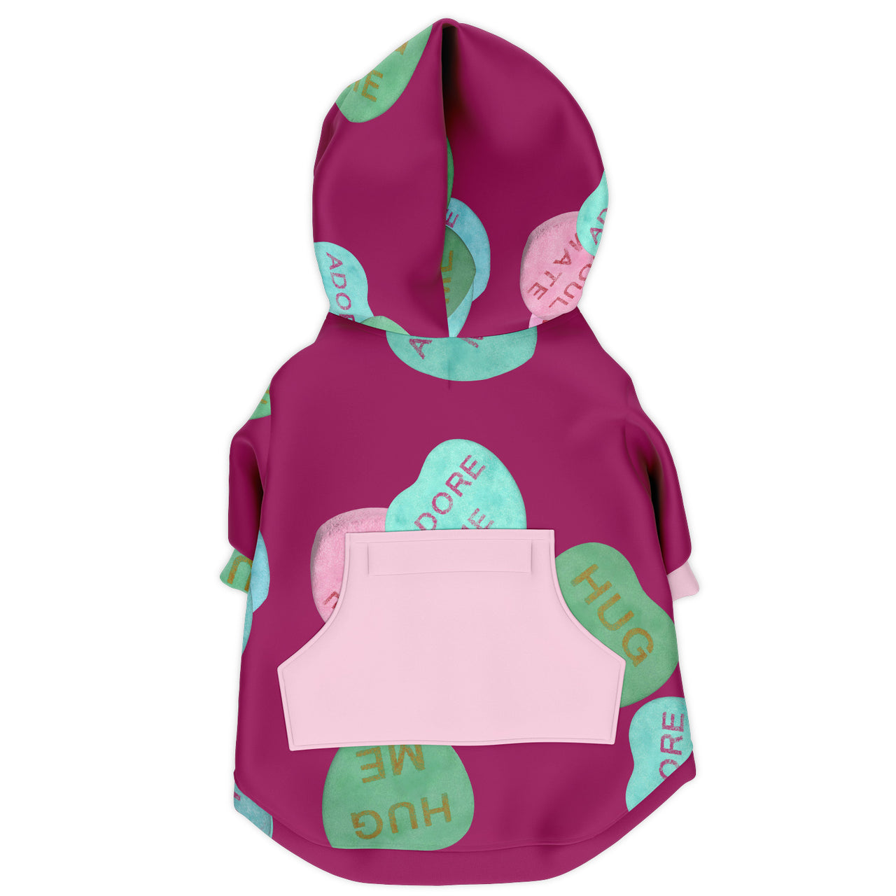 Candy Hearts Pink Dog Hoodie