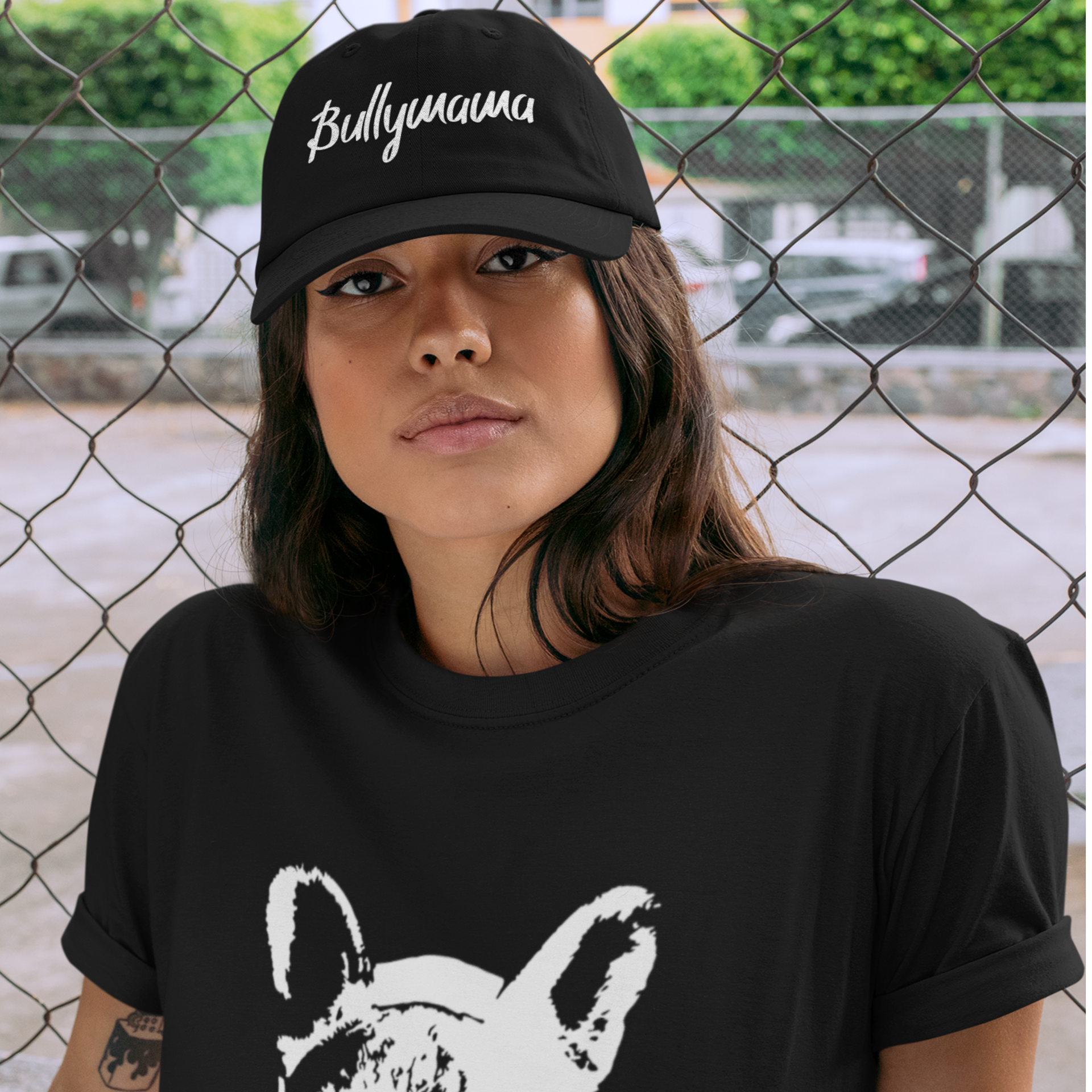 bullymama black embroidered cap