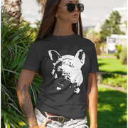 french bulldog graphic t shirt black and white