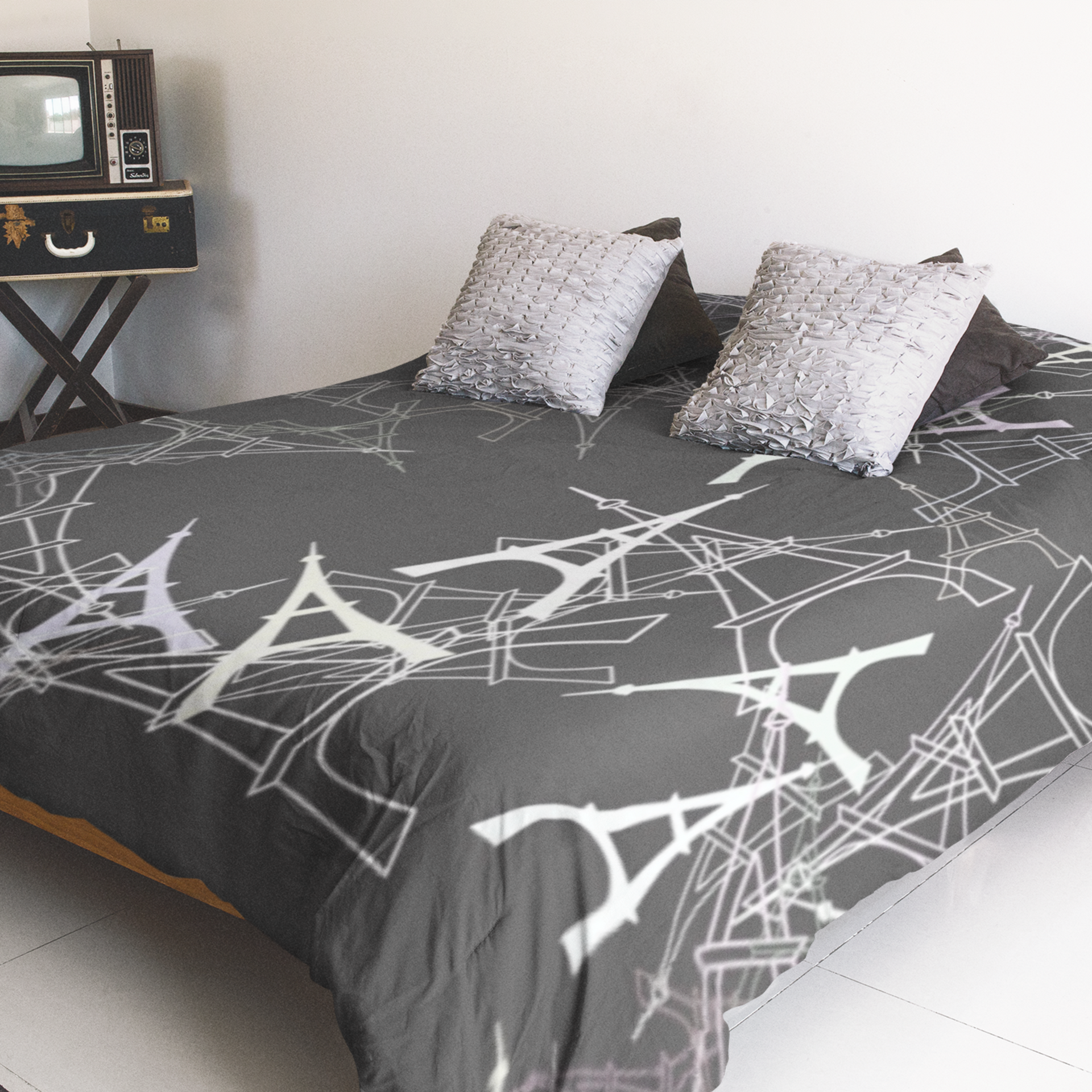 eiffel tower art bedding