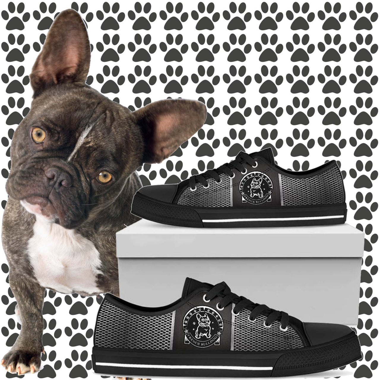 French Bulldog Women's Shoes Black