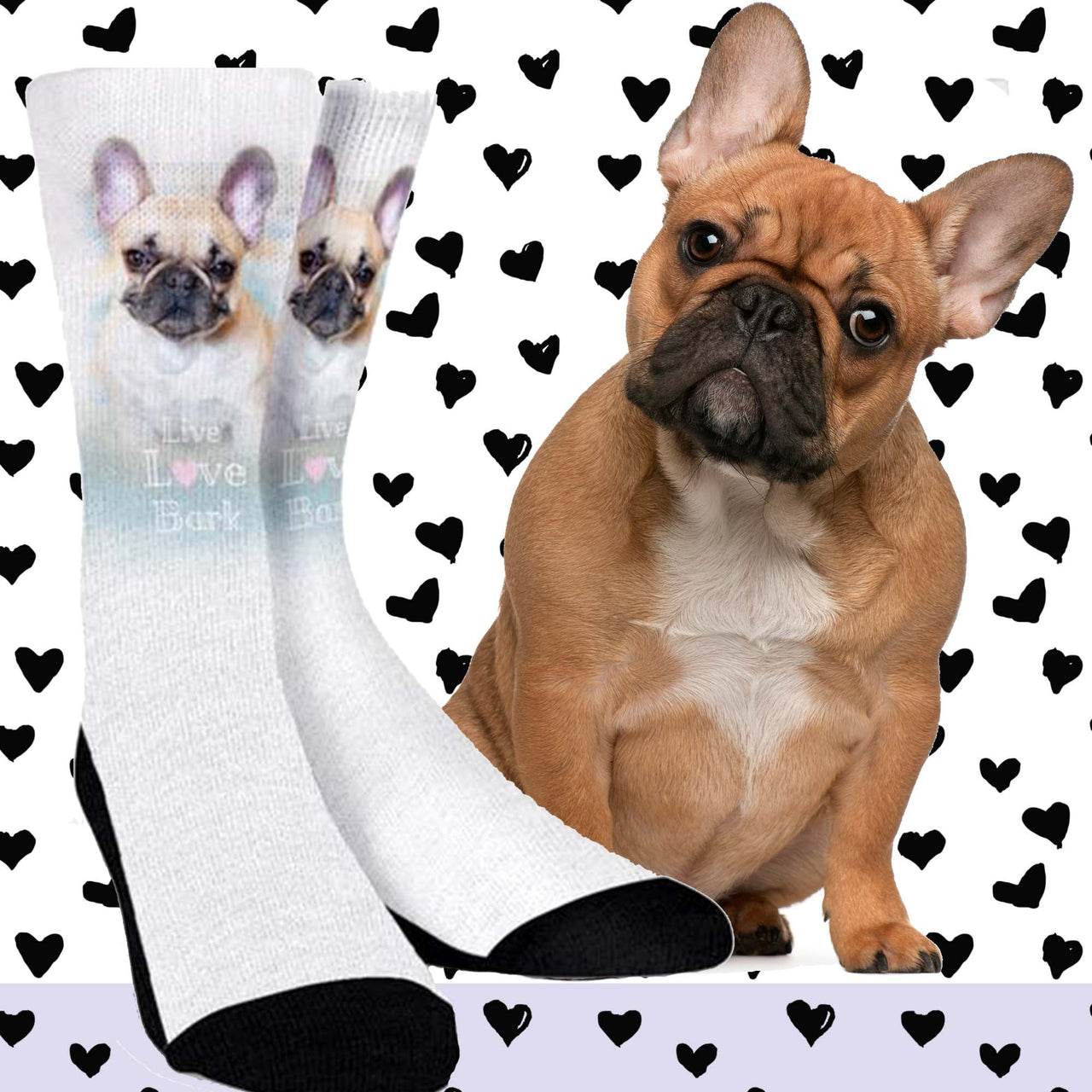 French Bulldog Lovers Socks Live Love Bark