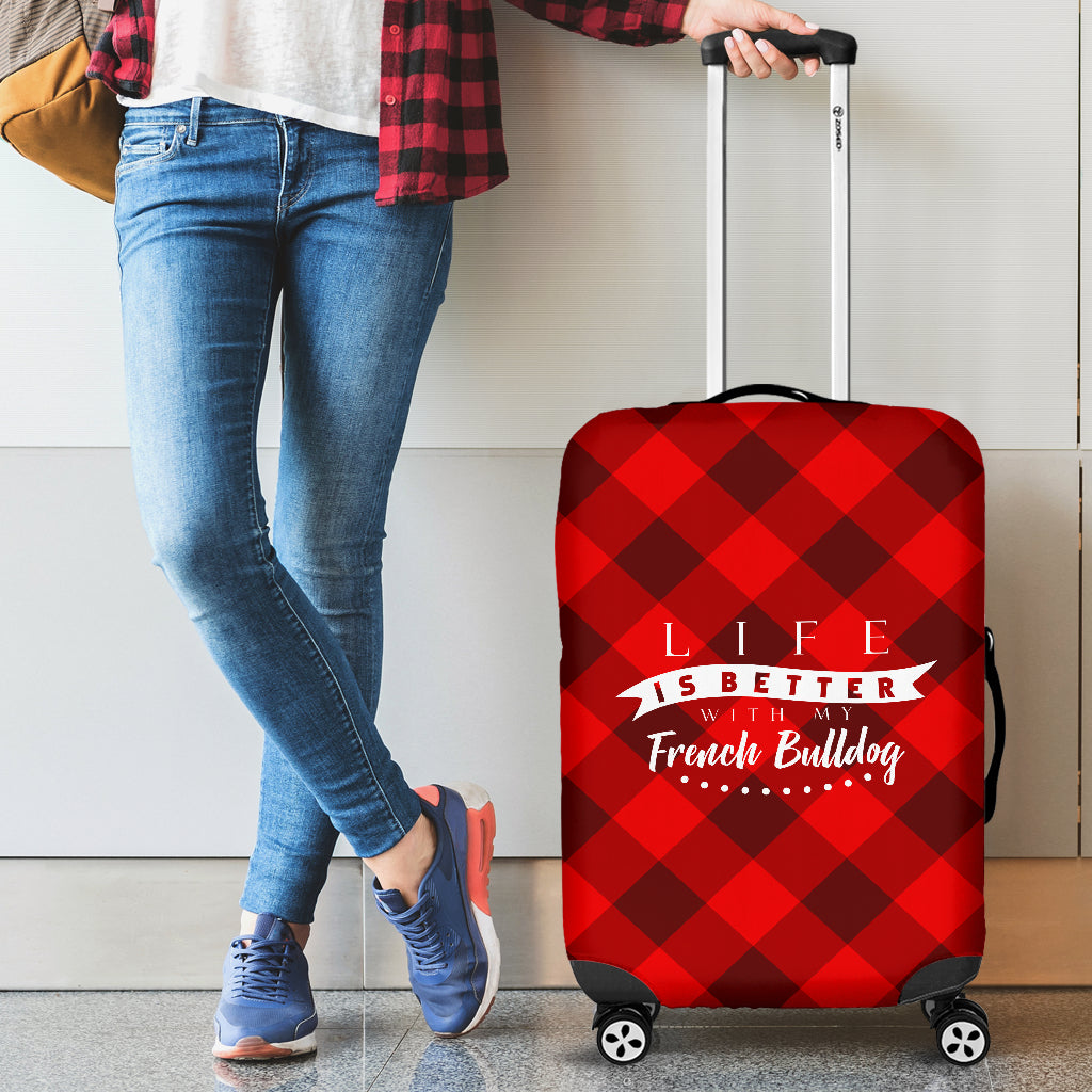 Red Buffalo Check French Bulldog Luggage Covers