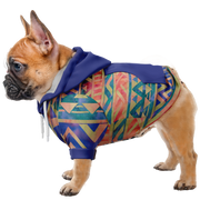 Dog hoodie blue aztec pattern