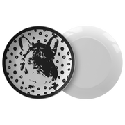 french bulldog blaack and white dinner plates