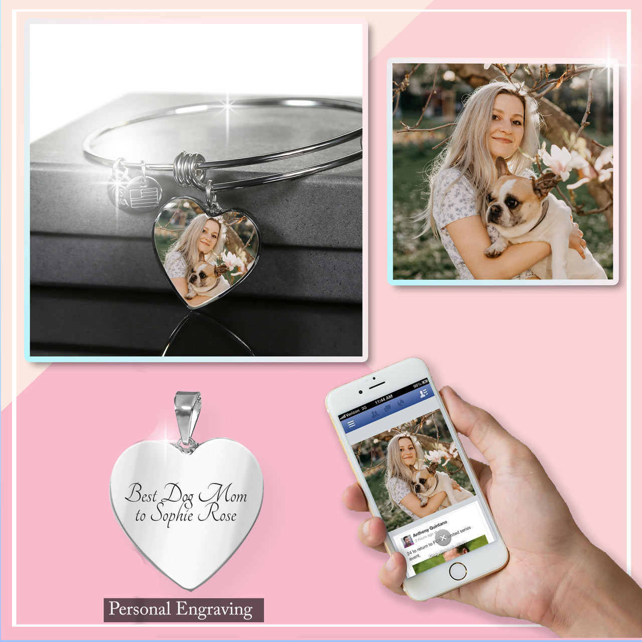 personalized photo bracelet heart shape