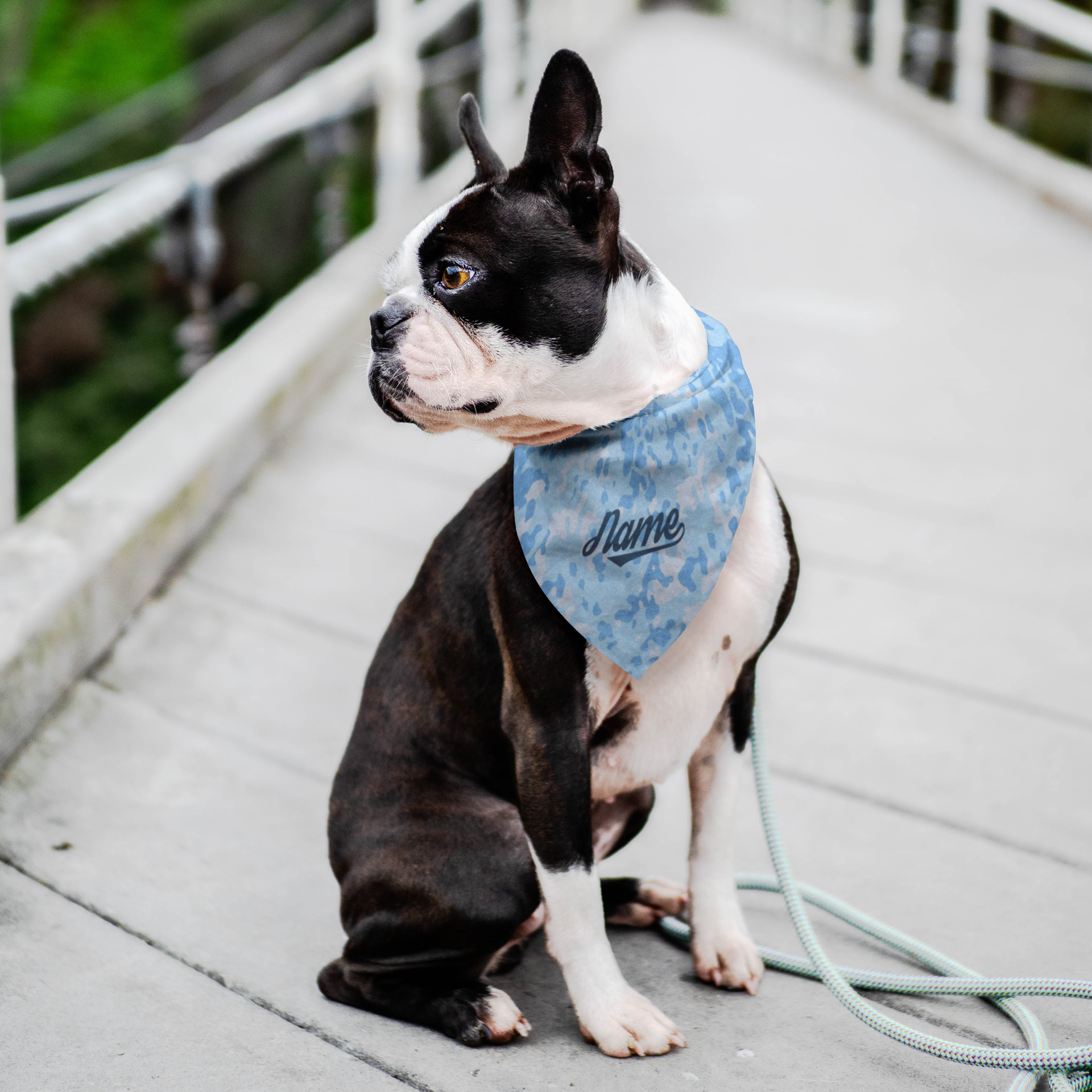 personalized blue camo dog bandana