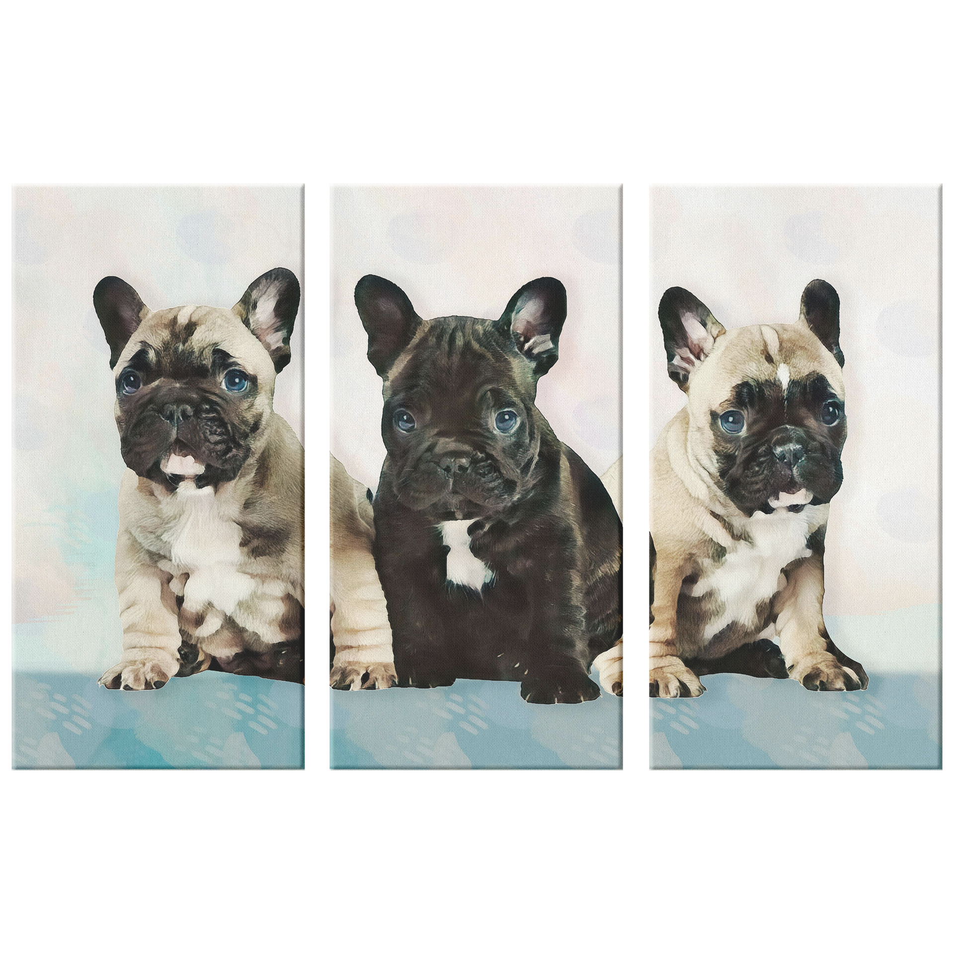 3 piece canvas art french bulldog puppies