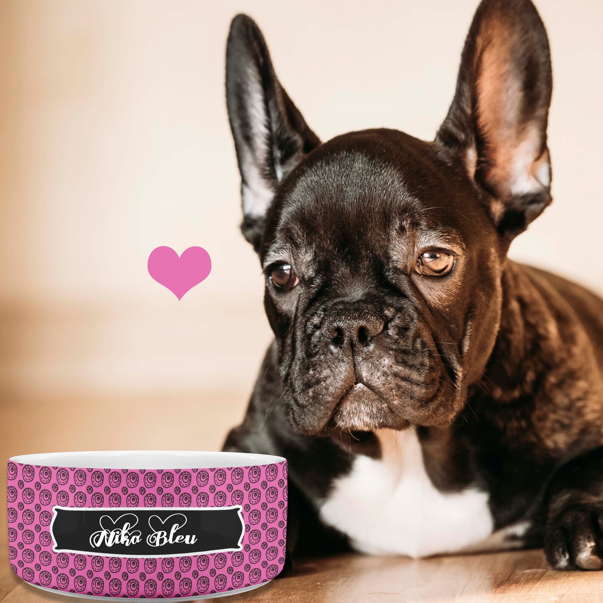 personalized dog bowl dish pink