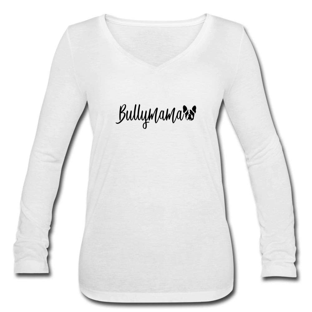 Bully Mama Women’s V-Neck Flowy Tee - white