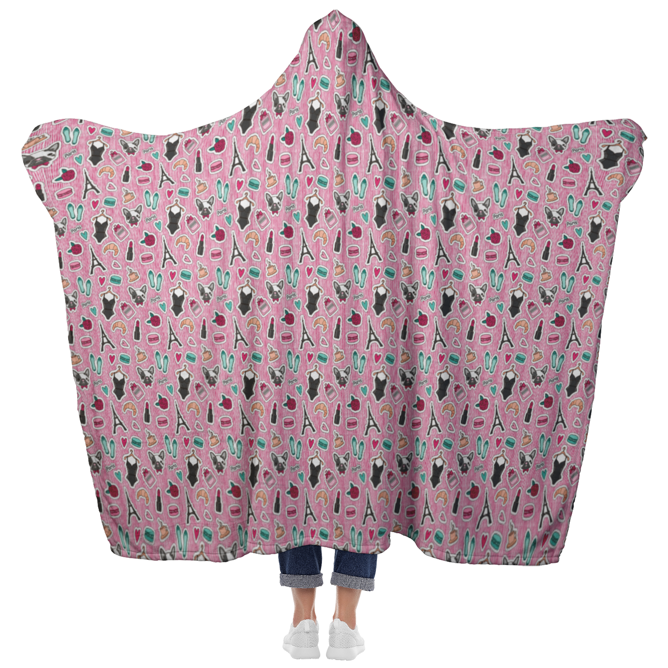 hooded blanket french bulldog pattern