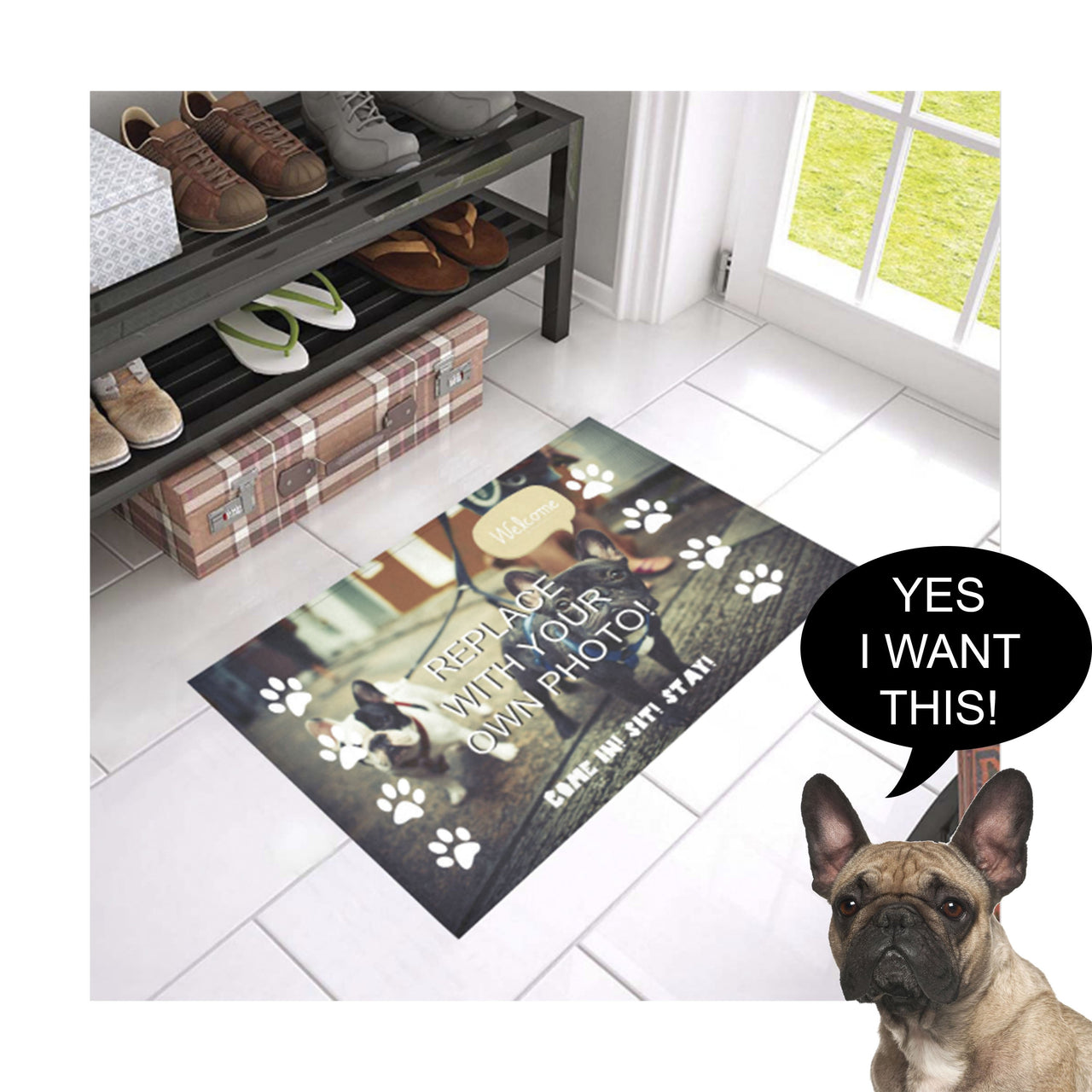 personalized dog photo welcome mat 