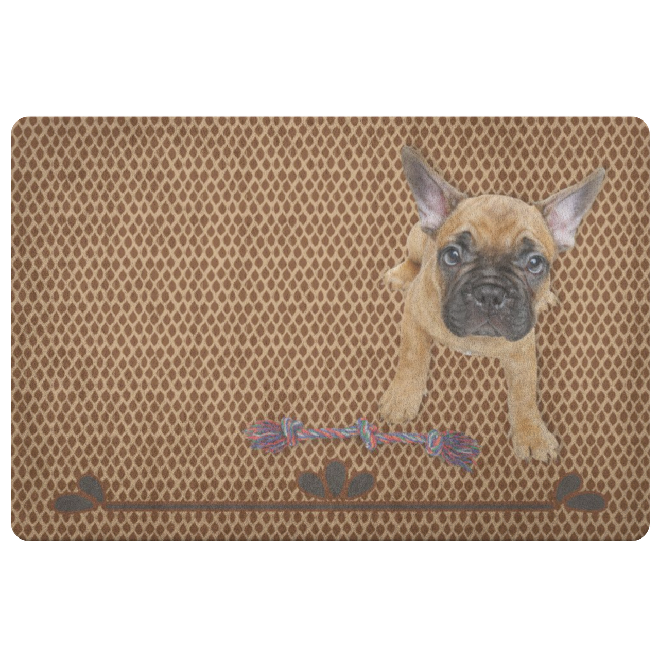 French Bulldog Personalized Welcome Mat Fawn Frenchie